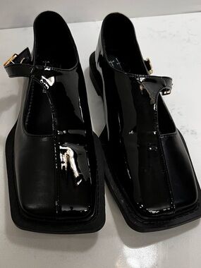 Ty Black Patent Leather Mary Jane Loafers